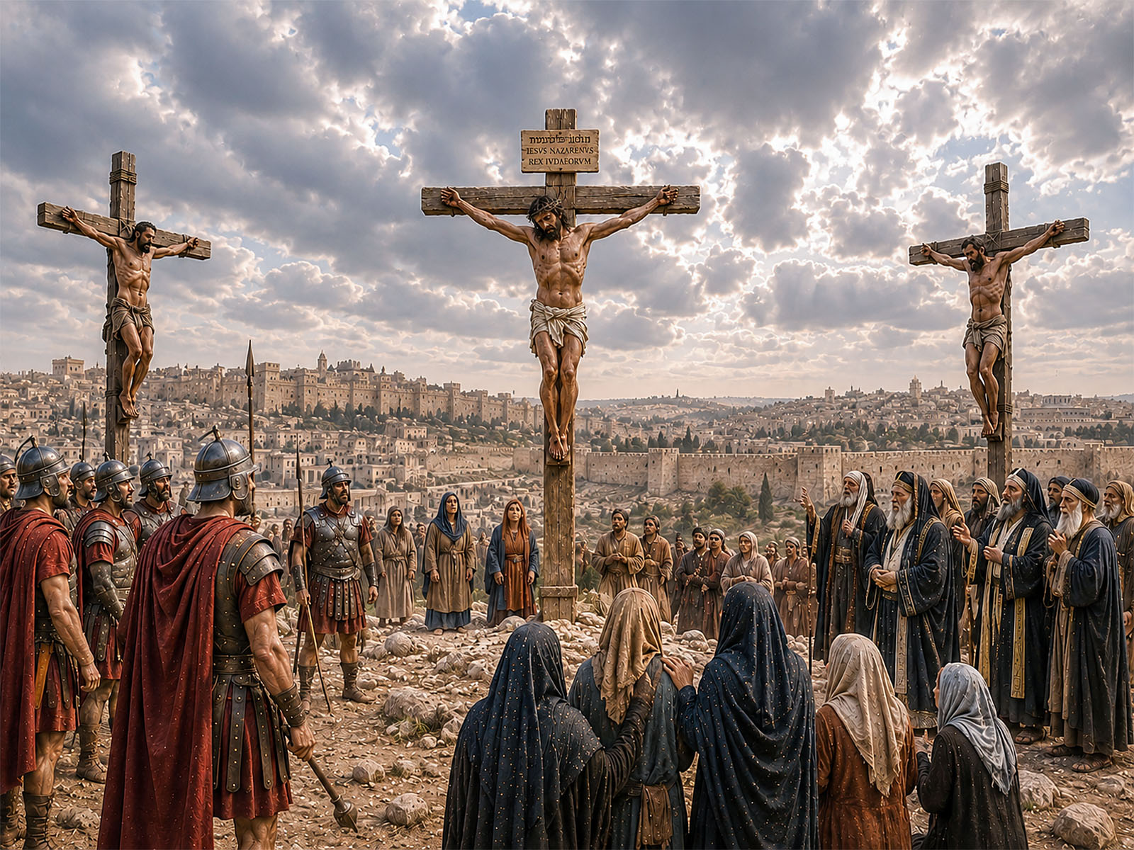 Jesus hangs on the cross
